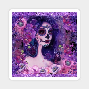 Cantania day of the dead girl with flowers by Renee Lavoie Magnet