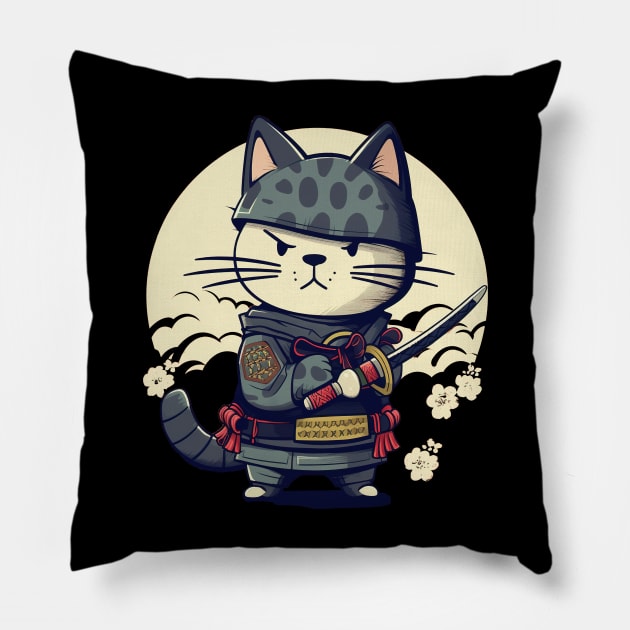 The samurai kitty Pillow by geekmethat