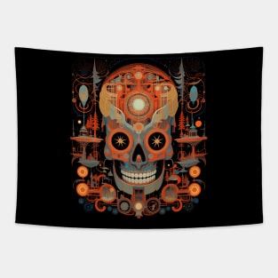 Halloween Day of the Dead Winged Rojo Sugar Skull Tapestry