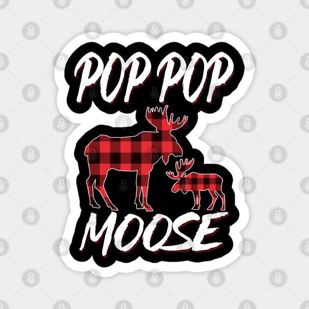 Red Plaid Pop Pop Moose Matching Family Pajama Christmas Gift Magnet by intelus
