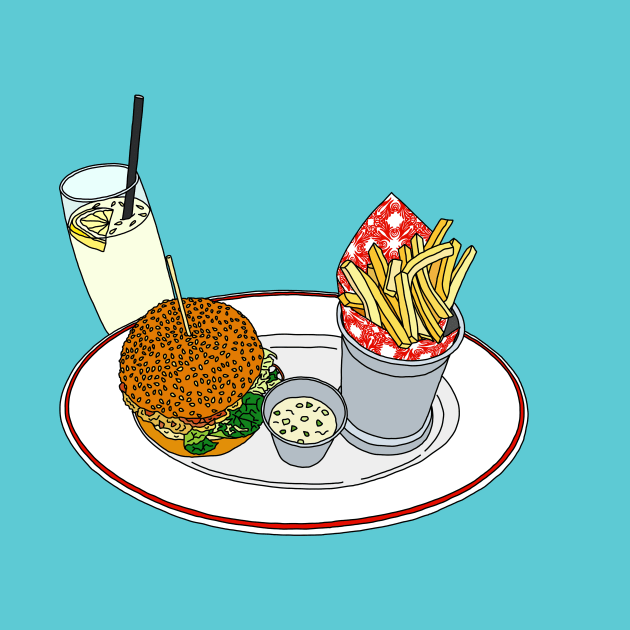 Burger, Chips and Lemonade by lamaisondulapino