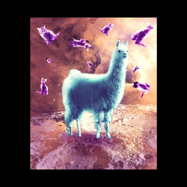 Outer Space Galaxy Cat With Llama by Random Galaxy