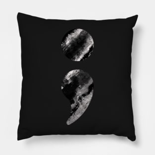 Semicolon Black White Marble Pillow