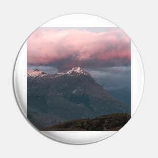 Mountain Peak With Pink Cloud Above During Sunrise Pin