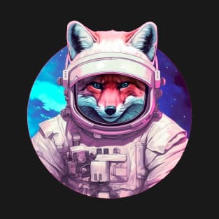 Vaporwave Retrowave Fox Astronaut - Space Colorful Illustration T-Shirt