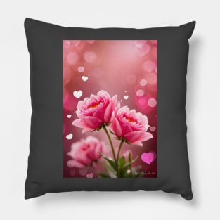 Valentine's Day Flowers and Hearts Pillow