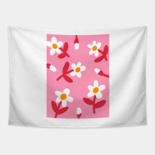 Pink Floral Pattern Tapestry