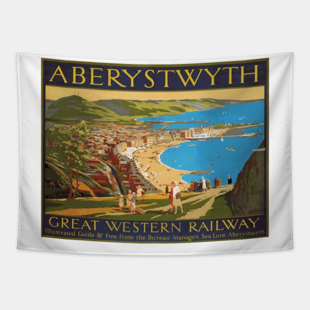 Vintage British Travel Poster: Aberystwyth Wales via Great Western Railway Tapestry by Naves