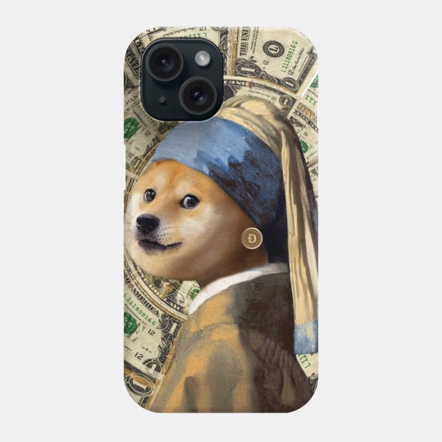 Doge with a Coin Earring Phone Case by Serotonin