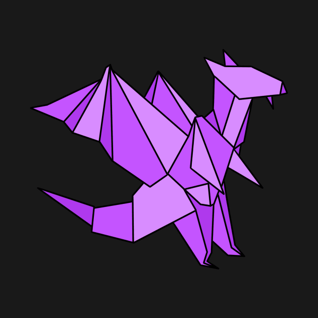 Purple origami dragon by CalliesArt