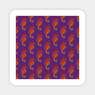 Abstract Purple Seahorses Pattern Magnet