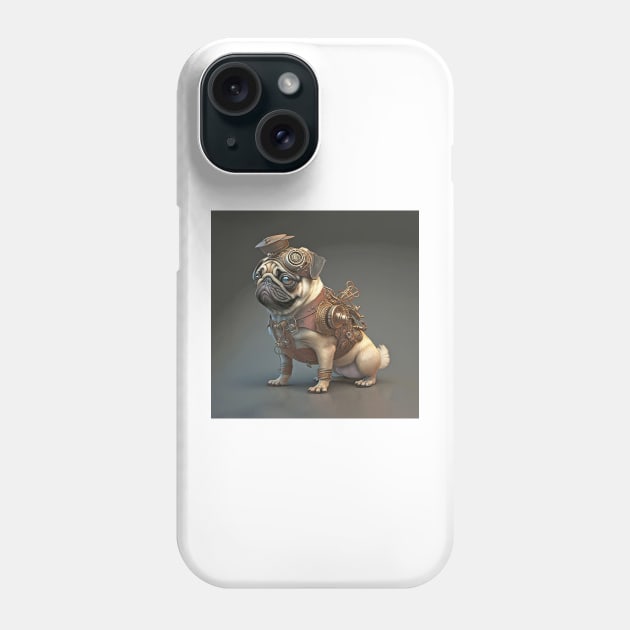 Steampunk Pug Dog Phone Case by candiscamera