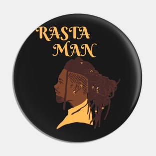 Rastafari man with gold details on the dreadlocks and mustard text just like his shirt Pin