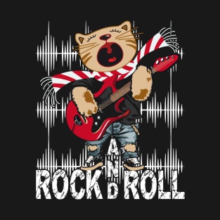 Rock & Roll Music - Cat with Guitar T-Shirt