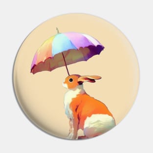 A rabbit under an umbrella Pin