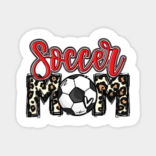 Soccer Mom Red Leopard Magnet