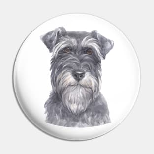 Salt & Pepper Miniature Schnauzer Watercolor Art Pin