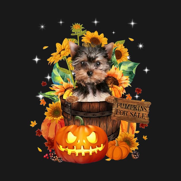 Yorkshier Terrier Halloween Pumpkin Fall Bucket by nakaahikithuy