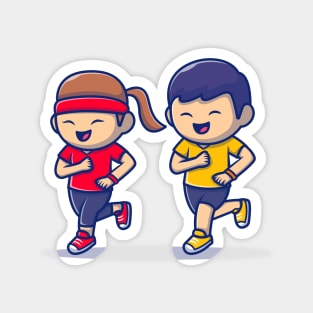 Cute People Jogging Magnet