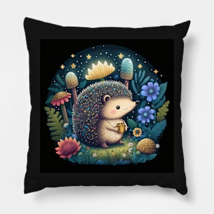 Hedgehog Fairy Tale Scene Pillow