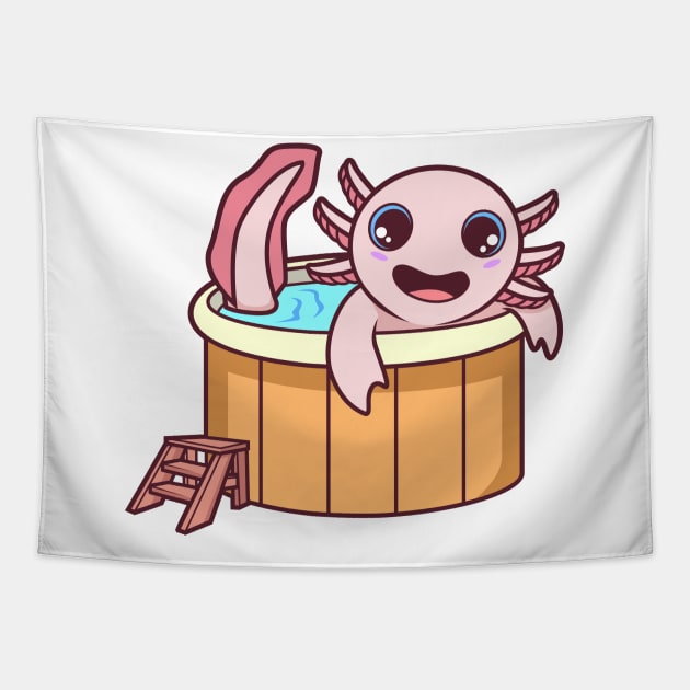 Axolotl in hot tub Tapestry by Modern Medieval Design