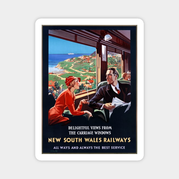 Vintage Travel Poster New South Wales Railways Australia Magnet by vintagetreasure