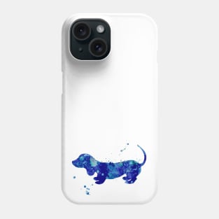 Blue Dachshund Watercolor Painting Phone Case