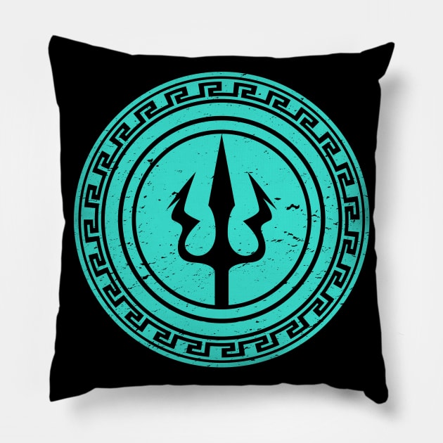 Poseidon Shield Pillow by nickbeta