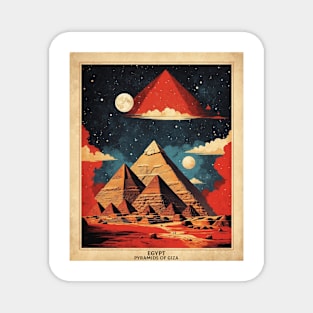 Egypt Pyramids of Giza Starry Night Vintage Poster Travel Tourism Magnet