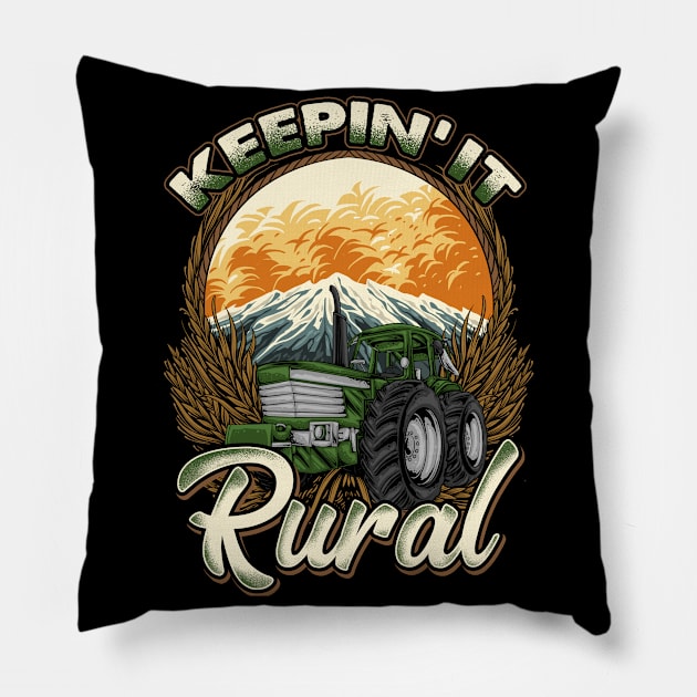 Farmer Farming | Keepin' It Rural | Farm Row Crop Tractor Pillow by JakesRWild