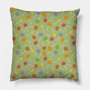 Happy Lollipop Sugar Candy Pattern - Green Pillow