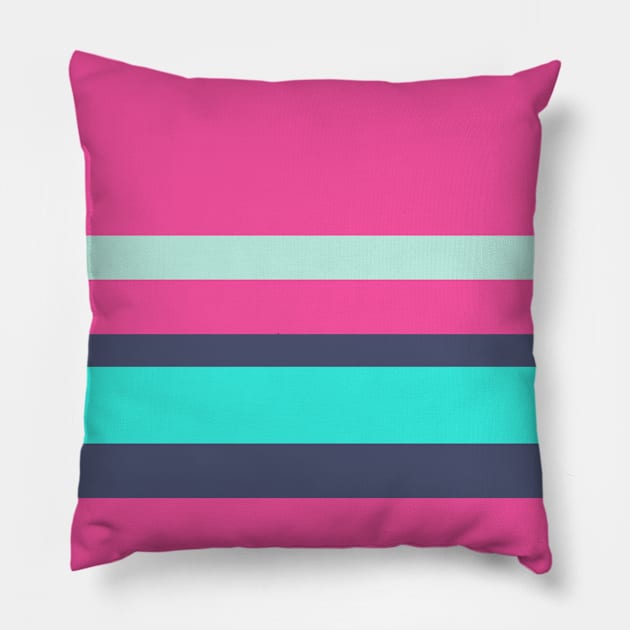 An excellent consistency of Independence, Magenta (Crayola), Bright Light Blue and Pale Aqua stripes. Pillow by Sociable Stripes