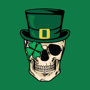 Lucky Shamrock Clover Leprechaun Skull Saint Patricks Day T-Shirt
