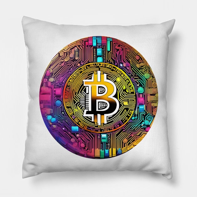 Bitcoin colorful Pillow by Creativeoptimize