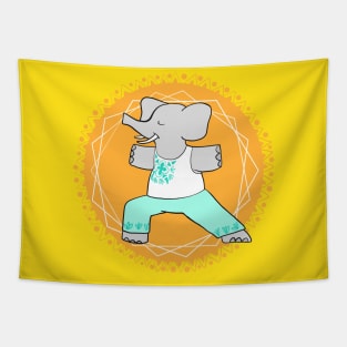 Yoga warrior pose elephant Tapestry