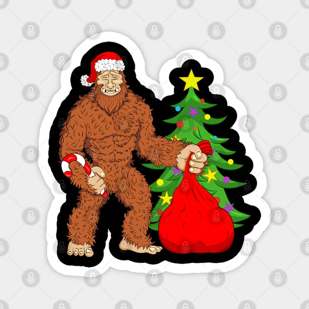 BigFoot Santa with Christmas Tree Magnet by silentsoularts