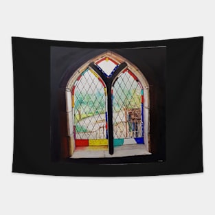 Stained glass window in Montsalvat Tapestry