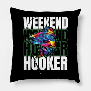 Weekend Hooker Colorful Fish Bass Fish Funny Dad Fishing Pillow