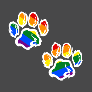 2 Furry Paw Prints in Rainbow Pride Fursuit Furson T-Shirt