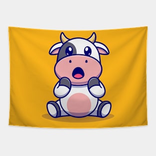 Cute Surprised Cow Tapestry