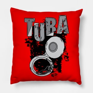 Sketchy Tuba and Text Musical Instrument Pillow