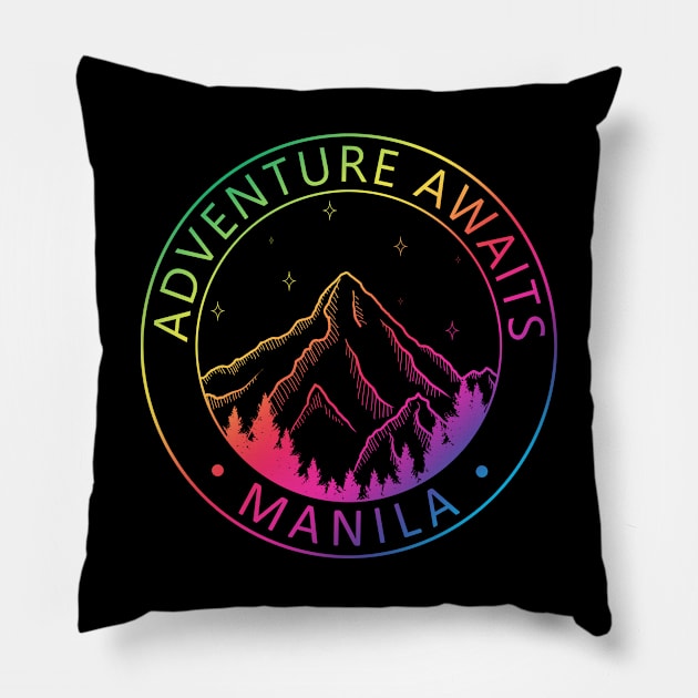 Manila, Philippines - Adventure Awaits Pillow by ShopBuzz