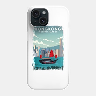 Hongkong Victoria Harbor Travel Poster Phone Case