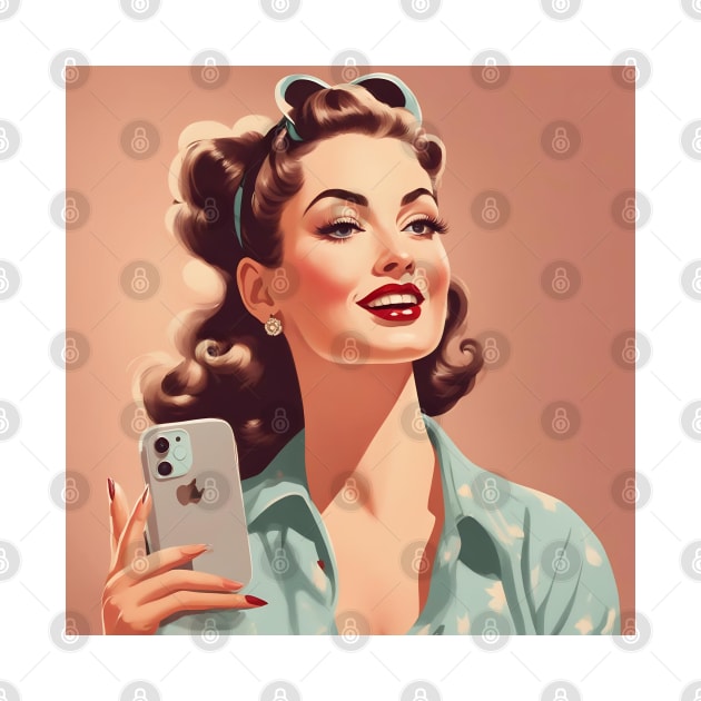 Retro Selfie Smartphone Pin Up Girl by di-age7