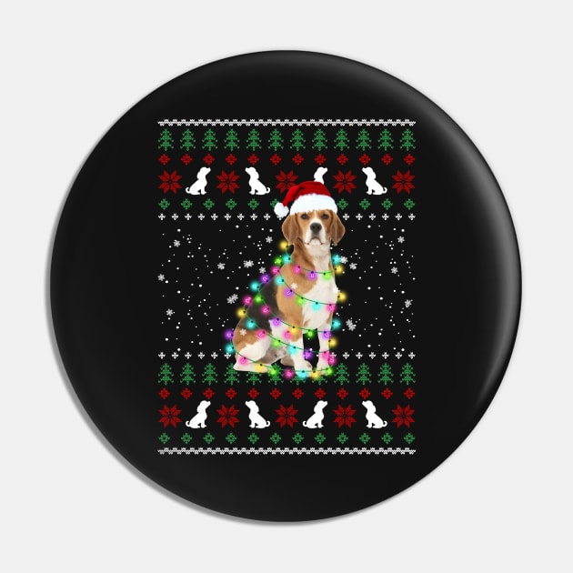 Santa Beagle With Christmas Lights Funny Dog Lover Pin by nakos