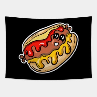 Cute Hotdog Cartoon Character - Bob Tapestry