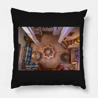 Interior of Moroccan riad in Fes, Morocco Pillow