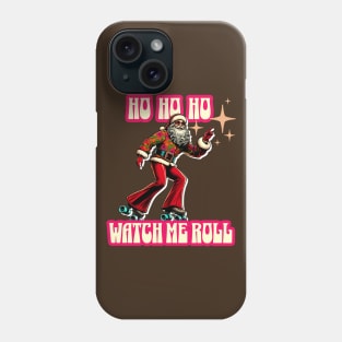 Retro Santa Claus Roller Skating 70s 80s Christmas Fun Phone Case