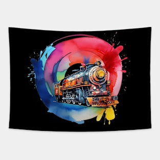 Watercolor train Tapestry