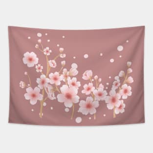 Pink Cherry Blossom Watercolor Floral Patterns Romantic Soft Delicate Tapestry